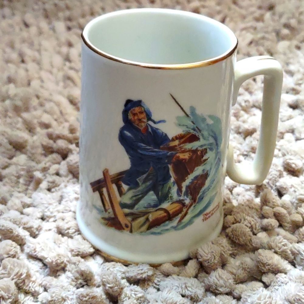 Vintage 1985 Norman Rockwell Braving the Storm Coffee Mug‎